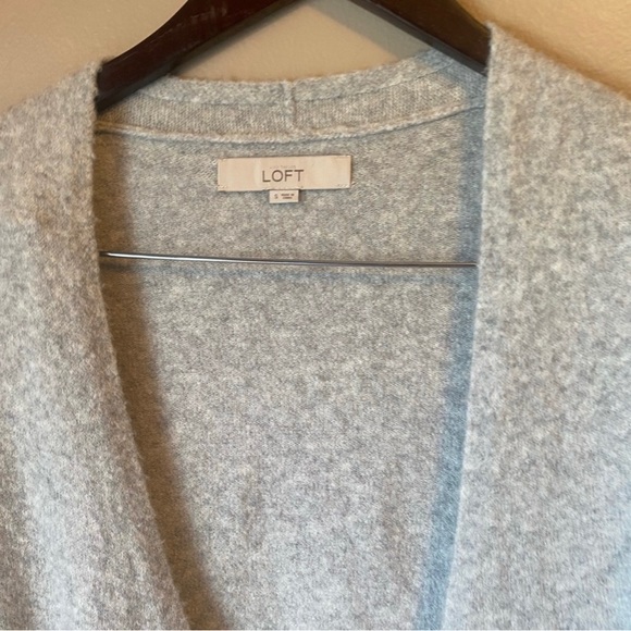 LOFT wool blend tie front oversized relaxed fit neutral cardigan - Picture 6 of 9